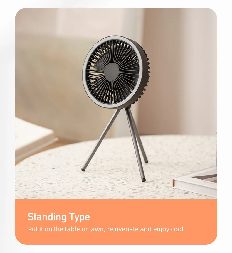 Royallure Portable Camping Fan 10000mAh Rechargeable with LED Light & Power Bank