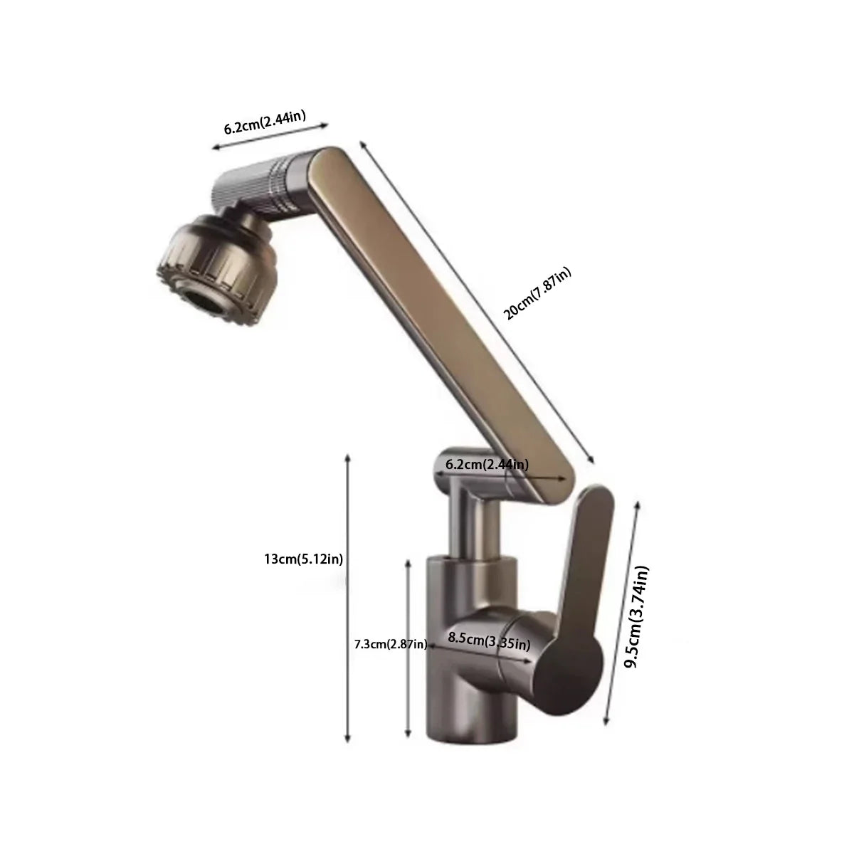 Royallure Kitchen Faucet with Sprayer - 360° Adjustable Arm Dual Water Modes