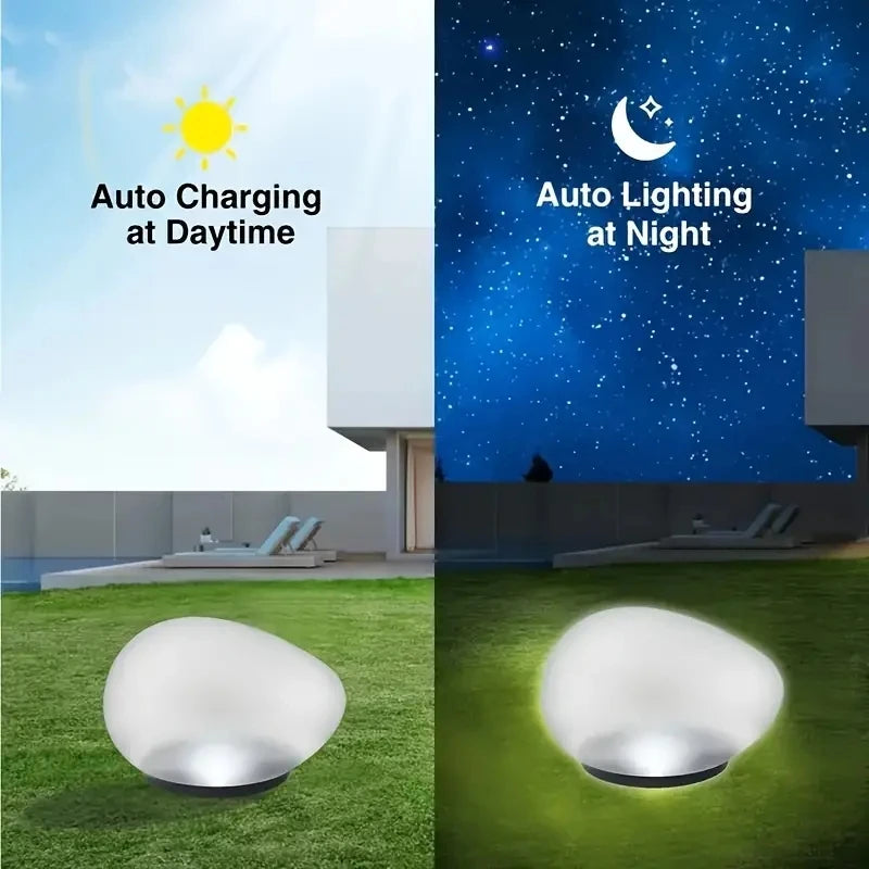Rayvia Solar Pebble LED Landscape Light - Modern Outdoor Solar Garden Lighting