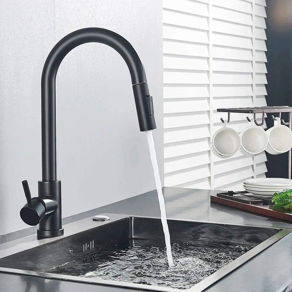 Royallure Touch-Sensor Pull-Out Kitchen Tap – Hands-Free Flow, Swivel Sprayer & Germ-Safe