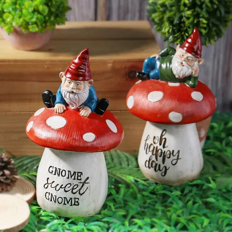 Royaleva Garden Mushroom Decoration - Whimsical Gnome Statues for Home and Outdoor Spaces - A