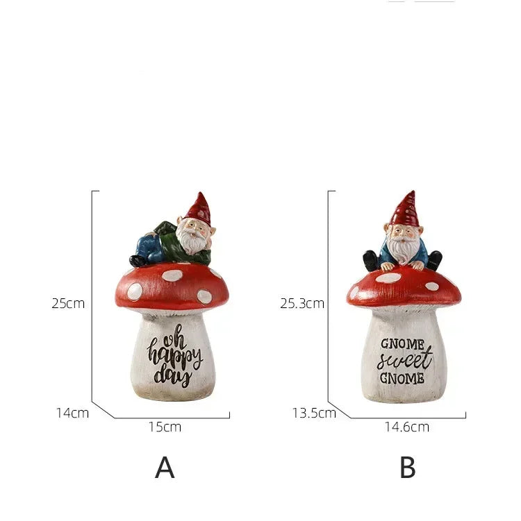 Royaleva Garden Mushroom Decoration - Whimsical Gnome Statues for Home and Outdoor Spaces - A