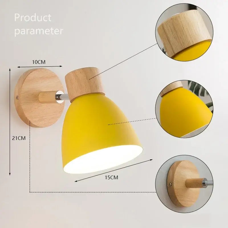 Royallure Nordic Wood Wall Light with Pull Switch – Modern Minimalist Wall Sconces for Bedroom and Living Room