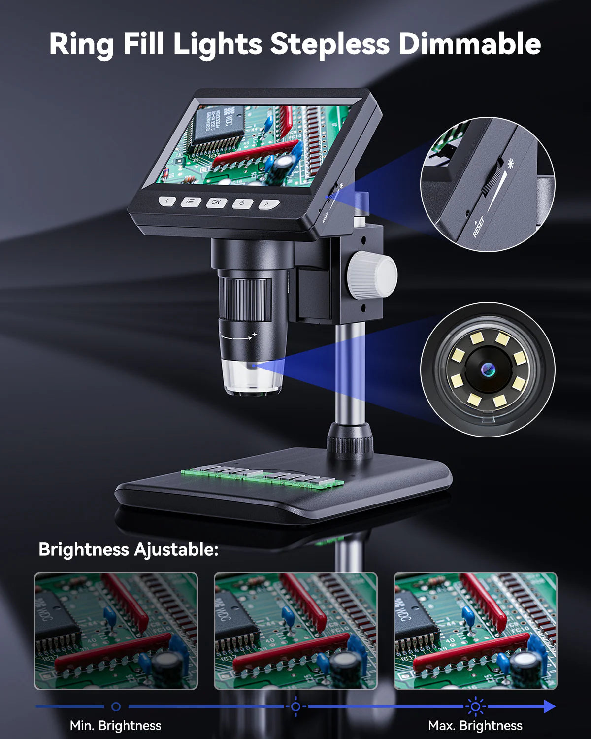 Luxora 4.3 Inch Digital Soldering Microscope For Electronics Repair