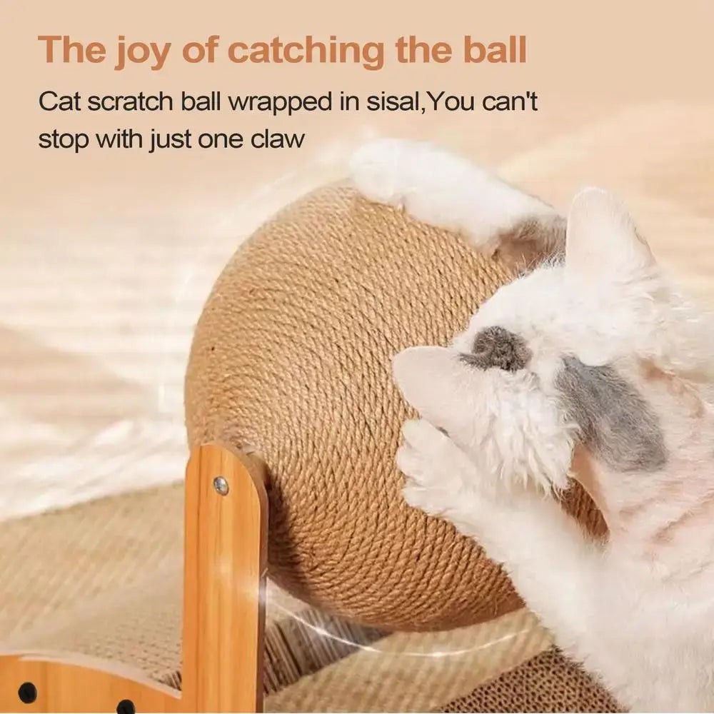 Royallure Durable Cat Scratching Post with Spinning Sisal Ball – Hollow Design, Stable