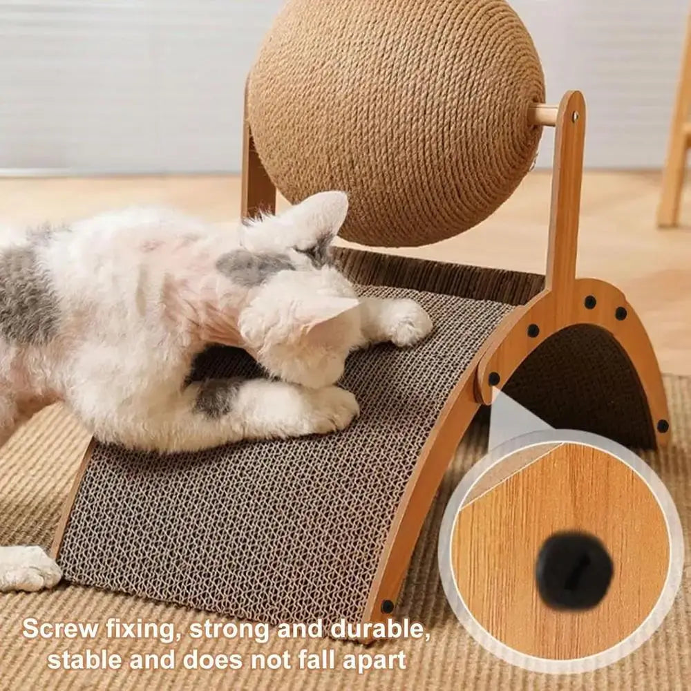 Royallure Durable Cat Scratching Post with Spinning Sisal Ball – Hollow Design, Stable