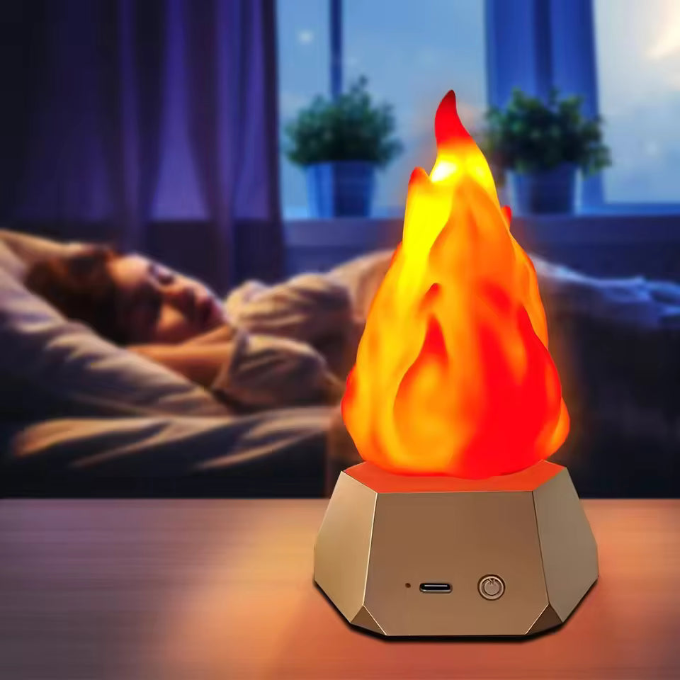 Royaleva USB Rechargeable Flickering Flame Lamp 3 Modes Realistic Fire Effect
