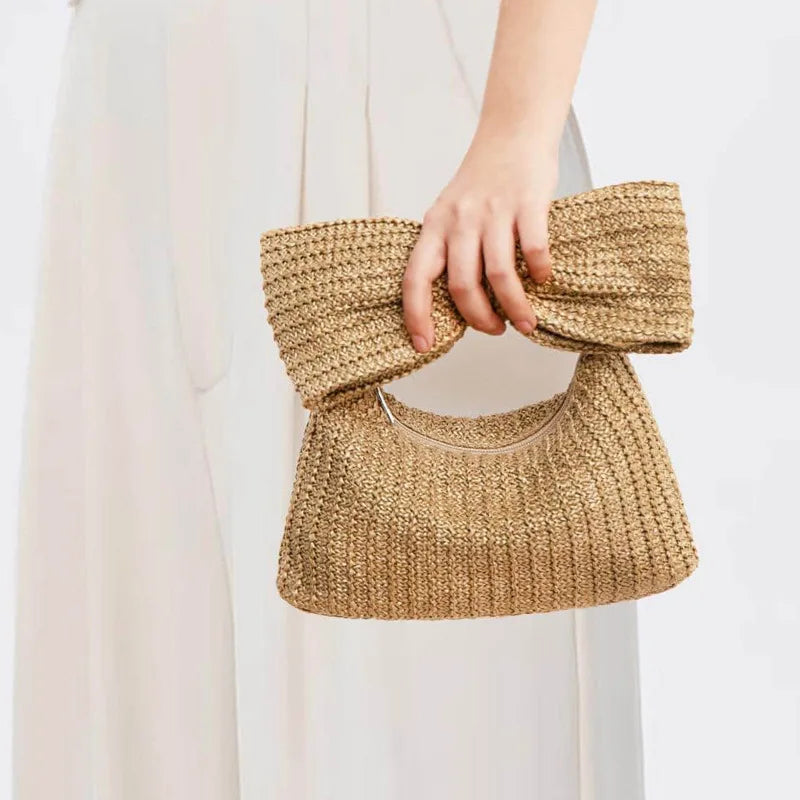 RoyaleGlow Artisan Bow Handle Bag for Chic Style