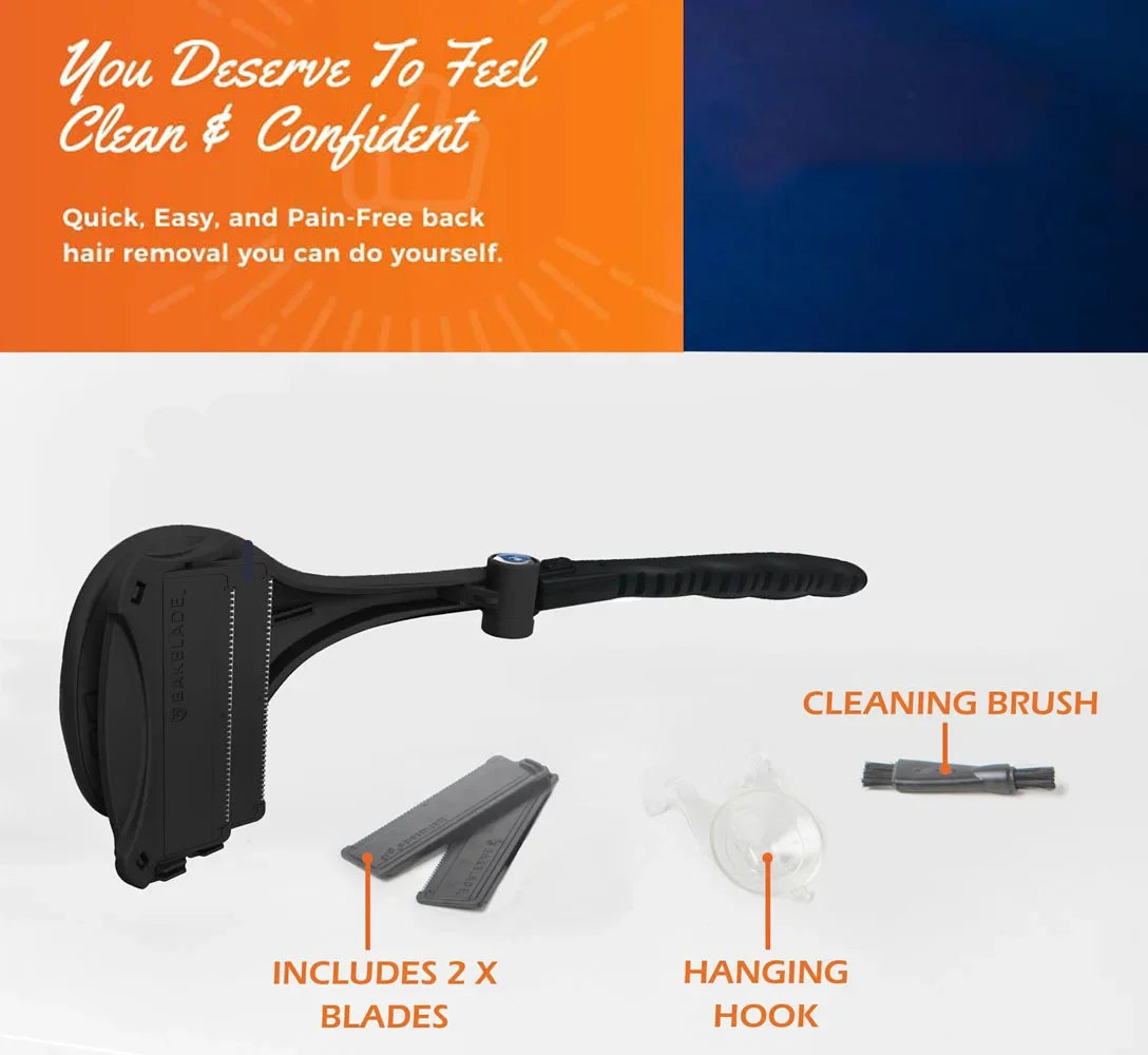 Luxora Back Hair Shaver With Long Reach Foldable Handle For Full Back Grooming