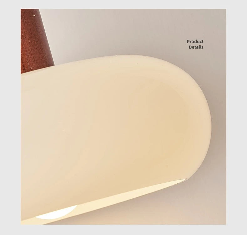 RoyaleGlow Nordic Minimalist Glass Pendant Light with Wood Accent for Dining