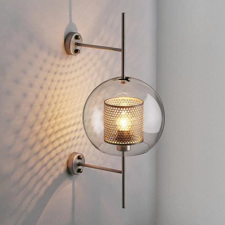 Rayvia Adriel - Modern Honeycomb Brass & Glass Wall Sconce