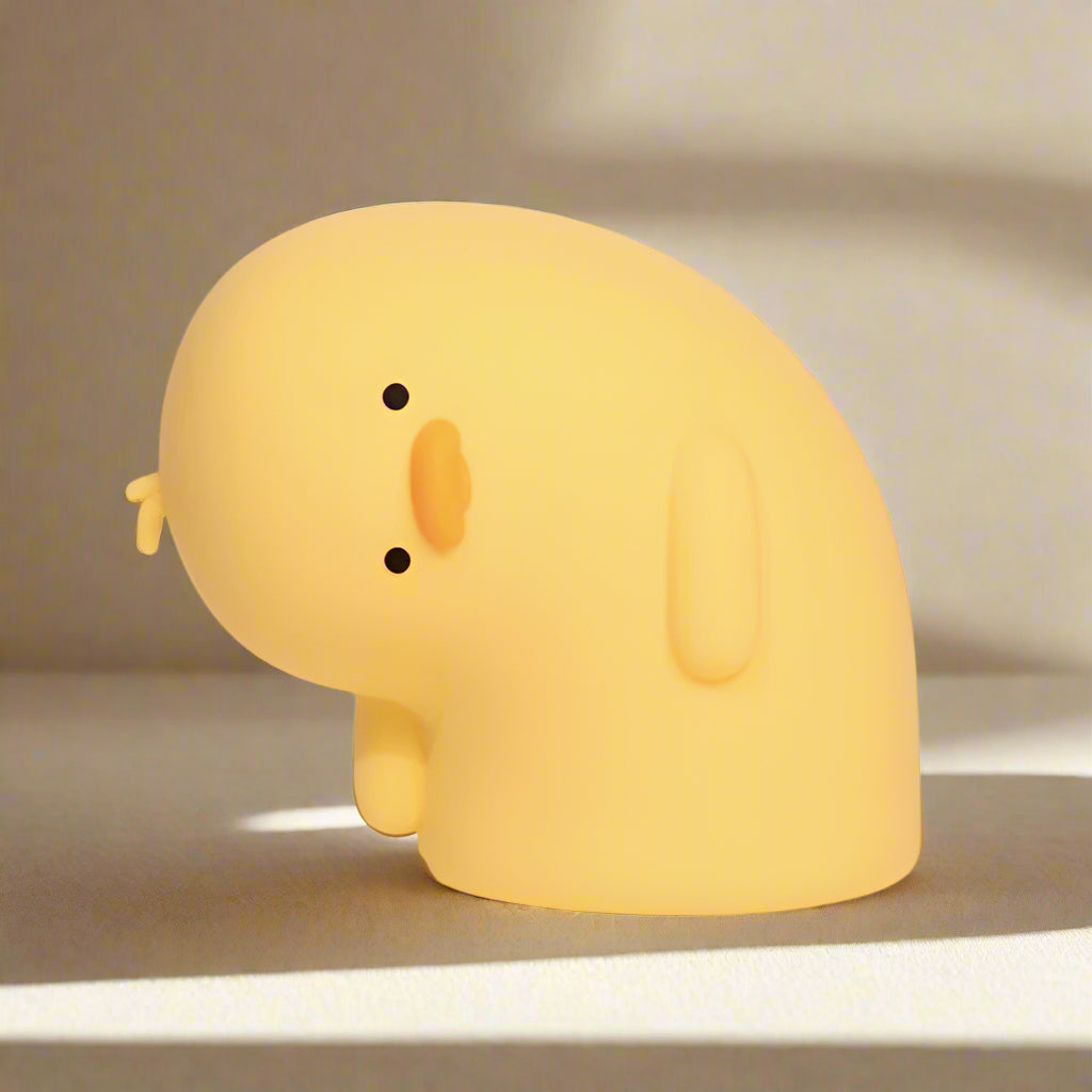 USB Rechargeable LED Duck Night Light - Cute Silicone Lamp for Kids, Baby Bedside Decor - Why Duck - Yellow