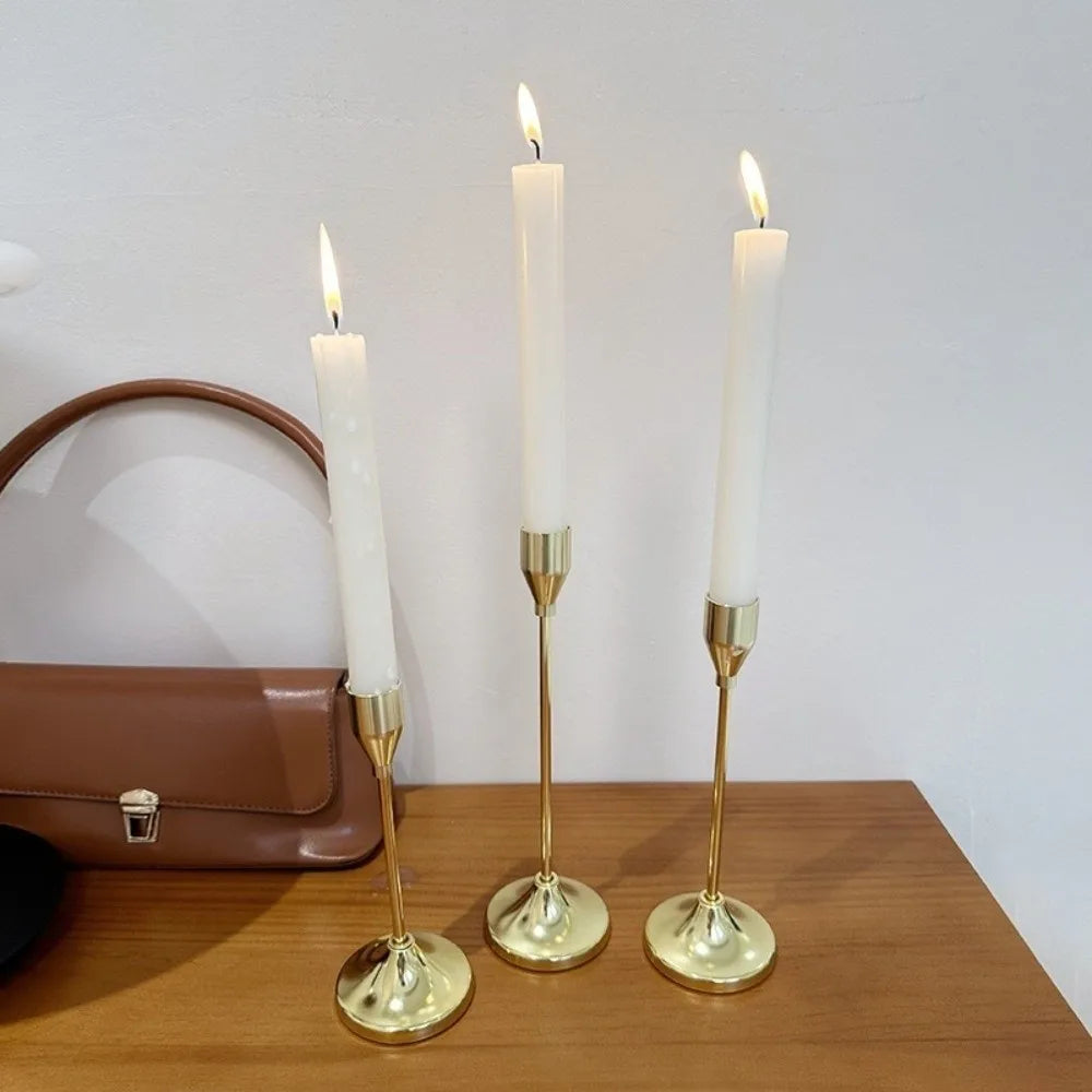 LuxRoyale 3Pcs Retro Metal Candle Holders Wedding Table Candlestick Set