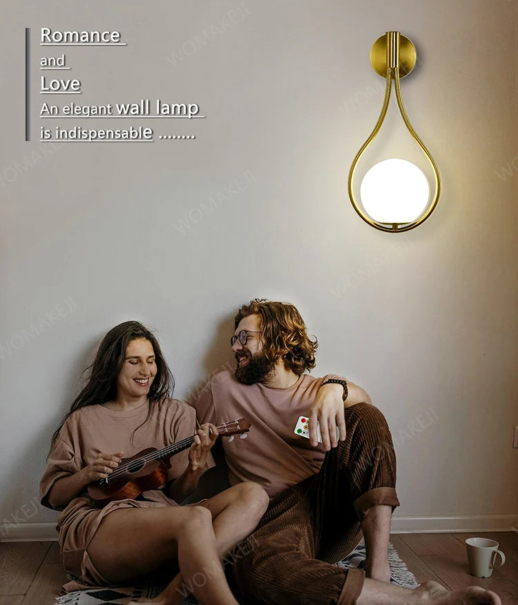 Royallure Modern LED Wall Lamp USB Rechargeable with Remote, Dimmable Nordic Light