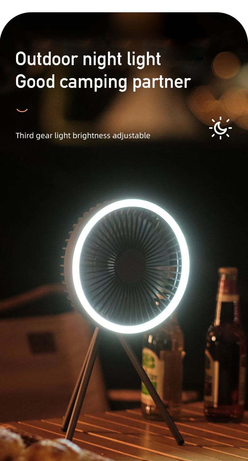 Royallure Portable Camping Fan 10000mAh Rechargeable with LED Light & Power Bank