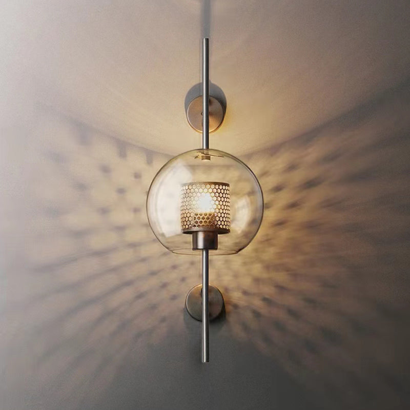 Rayvia Adriel - Modern Honeycomb Brass & Glass Wall Sconce