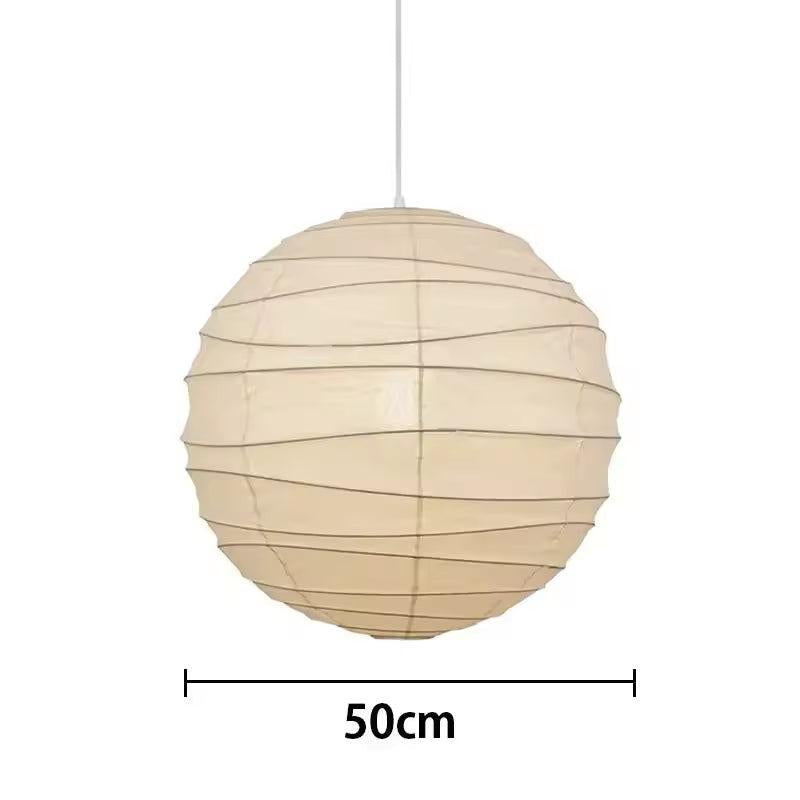 LuxRoyale Japanese Rice Paper Globe Pendant Light, Wabi Sabi Hanging Lamp