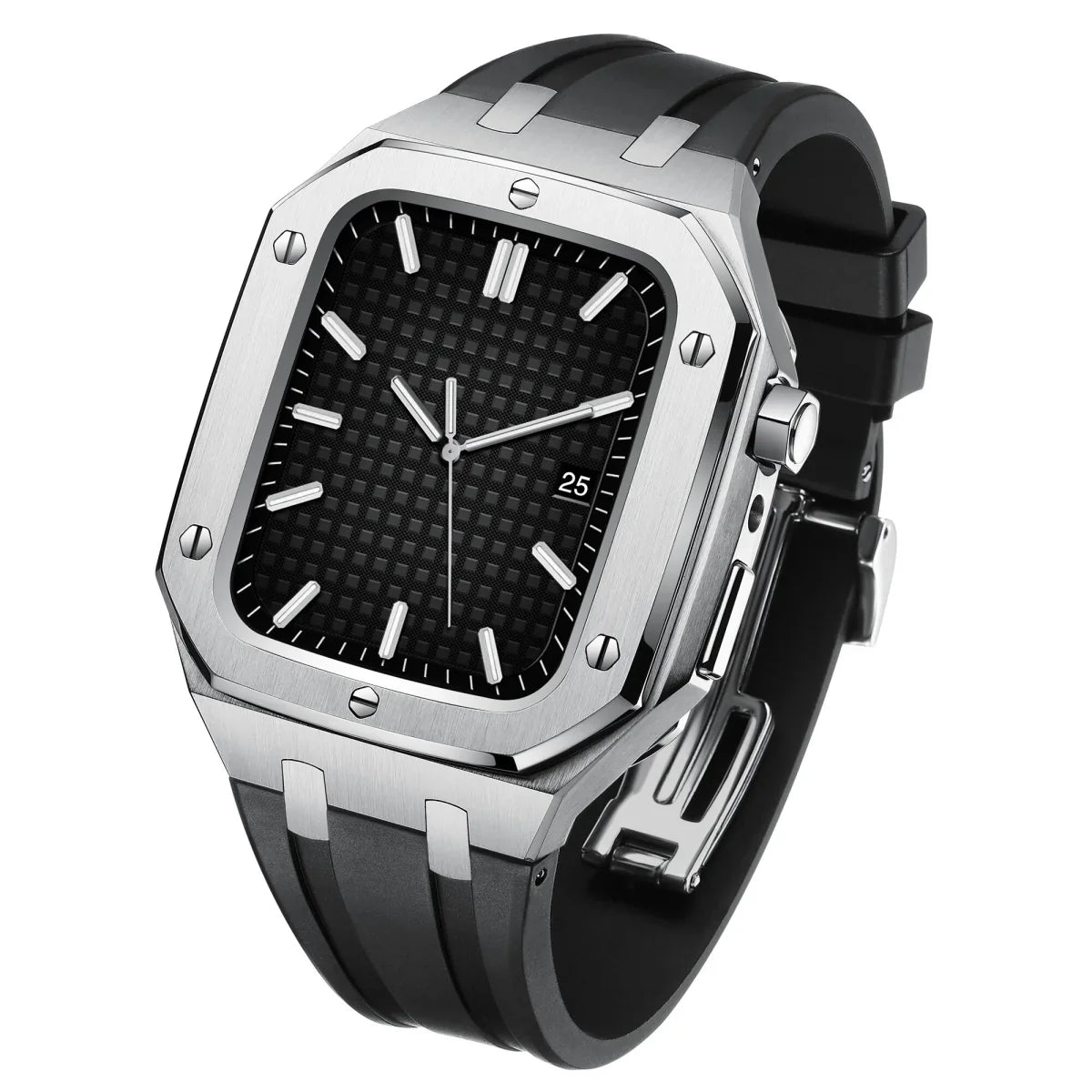 Royaleva AP9009 Silicone Band 316L Stainless Steel Case Retrofit Kit For Apple Watch