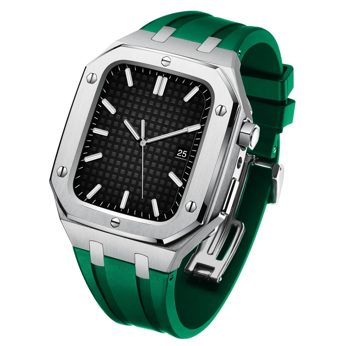 Royaleva AP9009 Silicone Band 316L Stainless Steel Case Retrofit Kit For Apple Watch