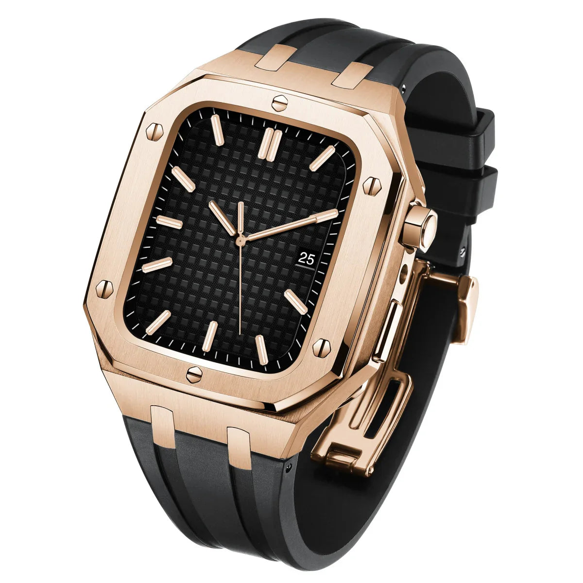 Royaleva AP9009 Silicone Band 316L Stainless Steel Case Retrofit Kit For Apple Watch