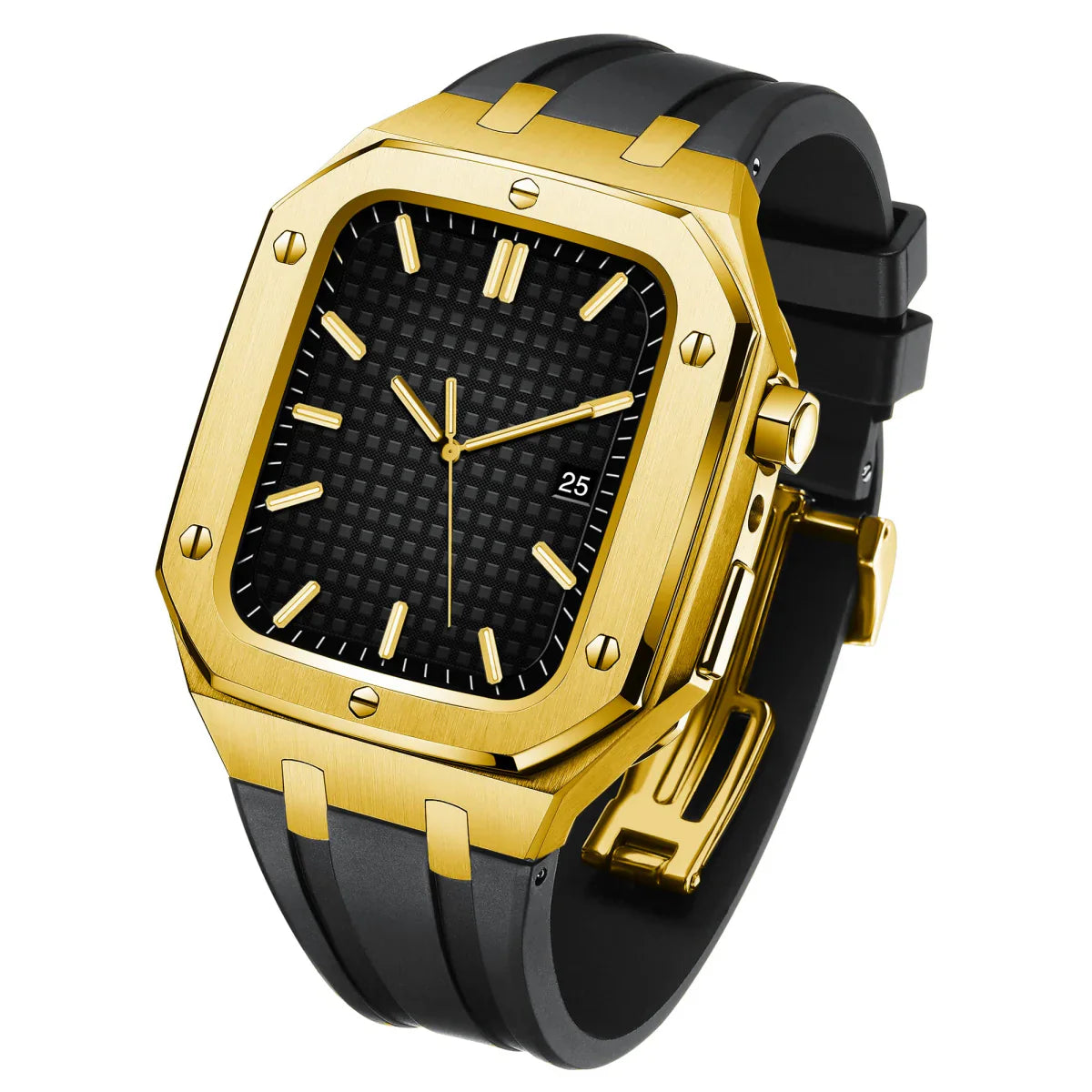 Royaleva AP9009 Silicone Band 316L Stainless Steel Case Retrofit Kit For Apple Watch