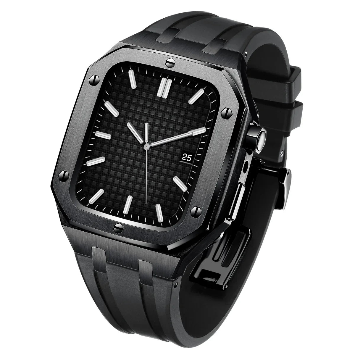 Royaleva AP9009 Silicone Band 316L Stainless Steel Case Retrofit Kit For Apple Watch