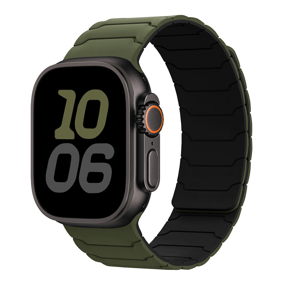 RoyaleGlow Armor Warrior Silicone Magnetic Watch Strap for Apple Watch