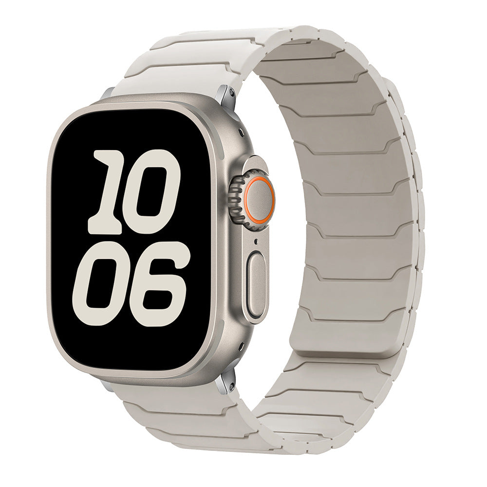 RoyaleGlow Armor Warrior Silicone Magnetic Watch Strap for Apple Watch