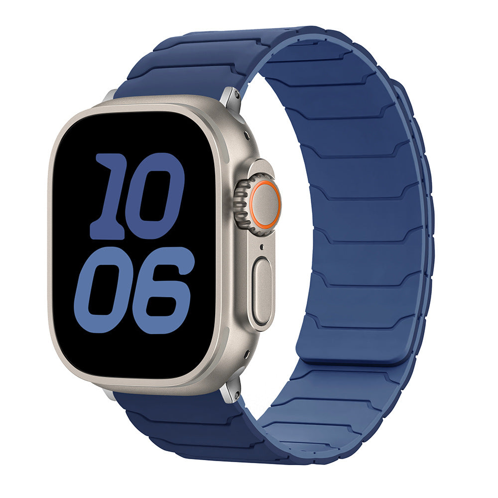 RoyaleGlow Armor Warrior Silicone Magnetic Watch Strap for Apple Watch