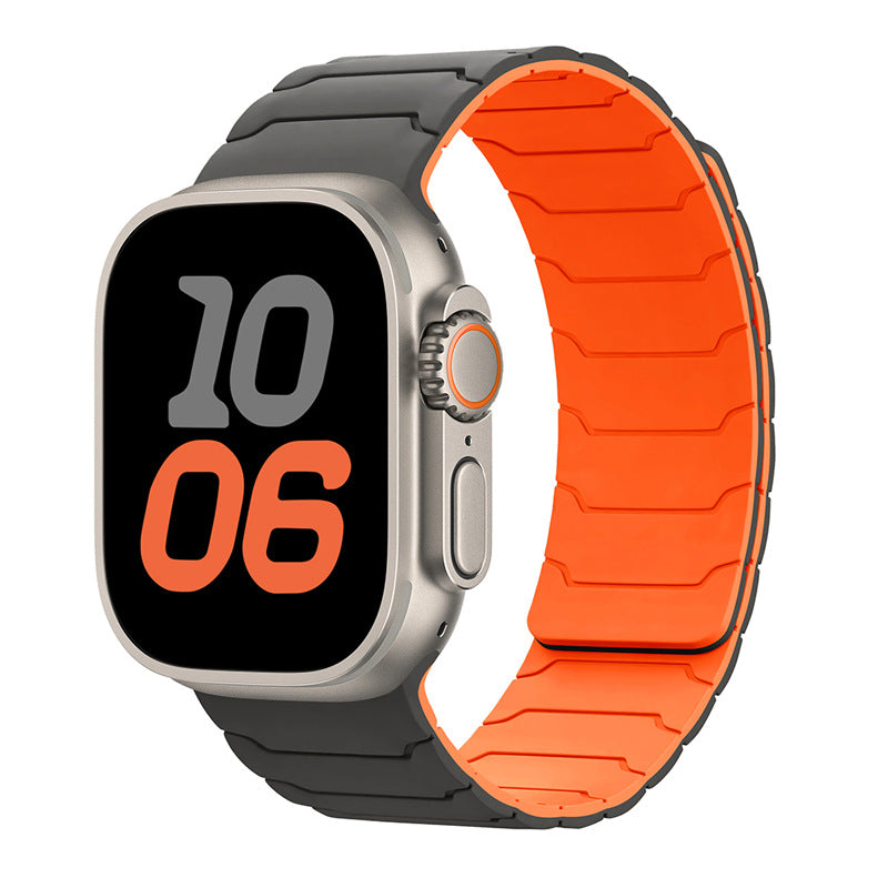 RoyaleGlow Armor Warrior Silicone Magnetic Watch Strap for Apple Watch