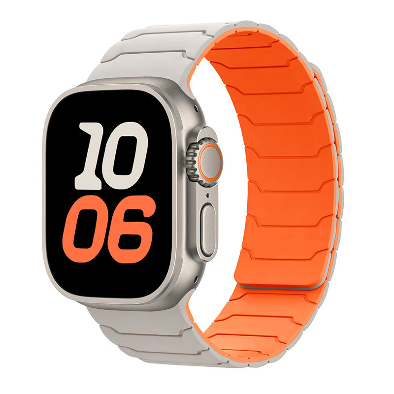 RoyaleGlow Armor Warrior Silicone Magnetic Watch Strap for Apple Watch