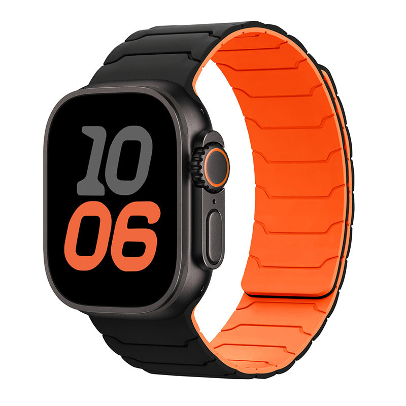 RoyaleGlow Armor Warrior Silicone Magnetic Watch Strap for Apple Watch