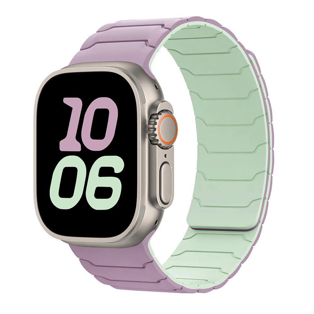 RoyaleGlow Armor Warrior Silicone Magnetic Watch Strap for Apple Watch