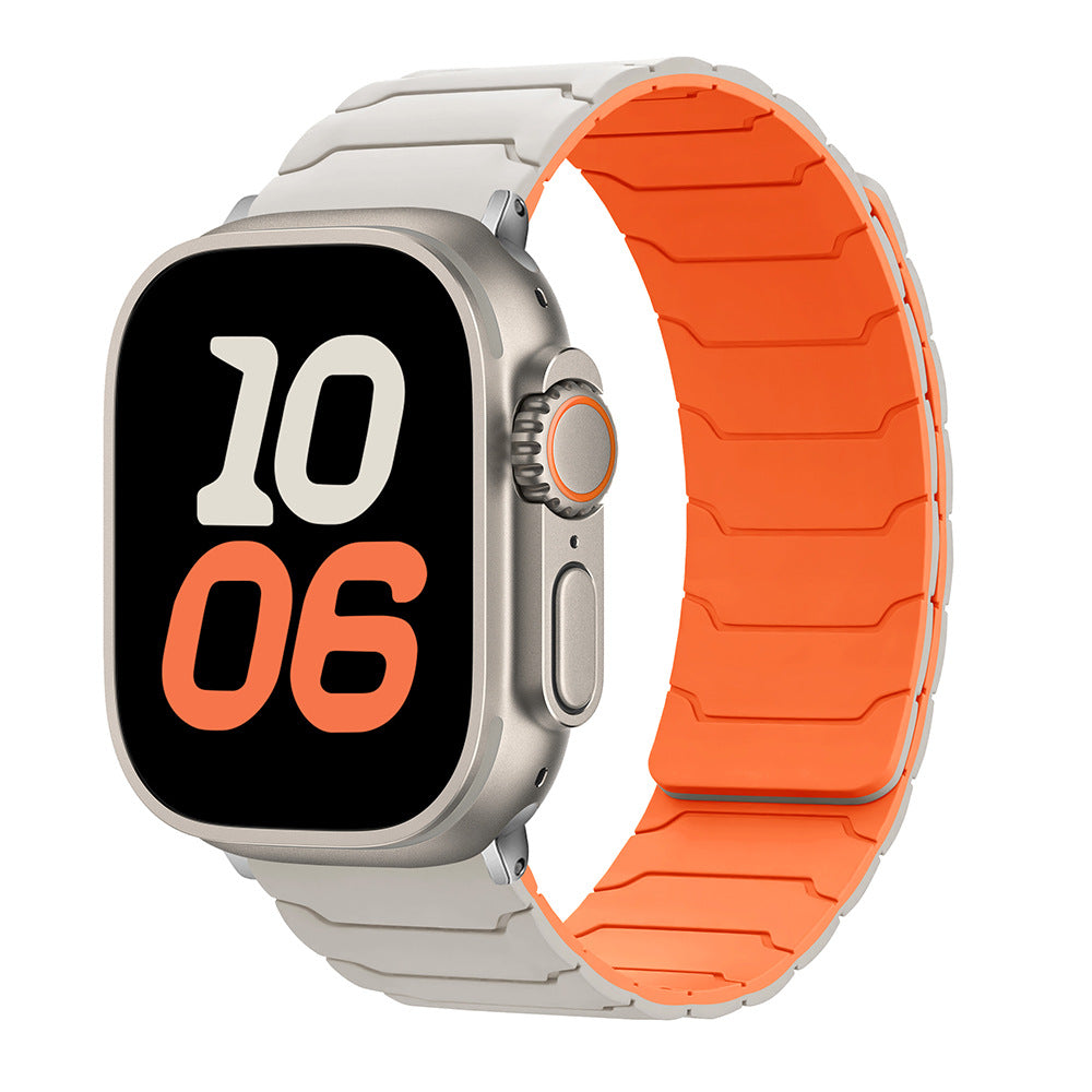 RoyaleGlow Armor Warrior Silicone Magnetic Watch Strap for Apple Watch