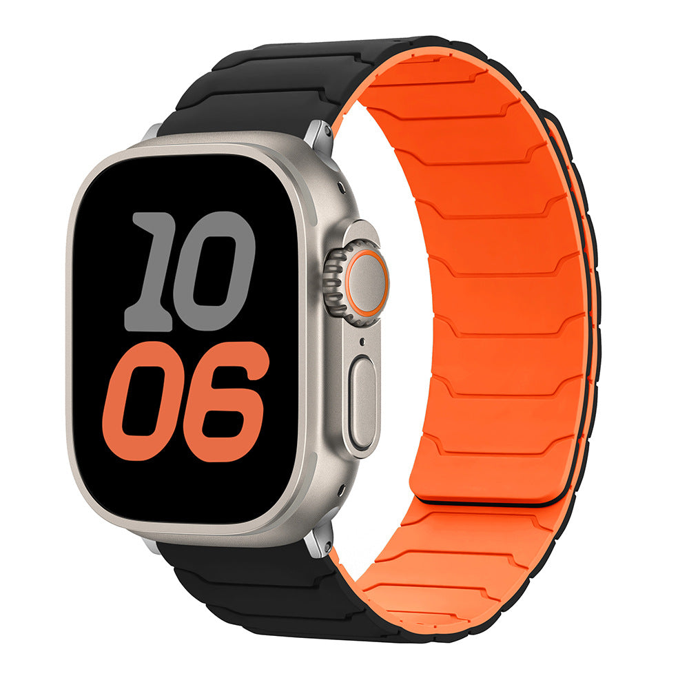RoyaleGlow Armor Warrior Silicone Magnetic Watch Strap for Apple Watch