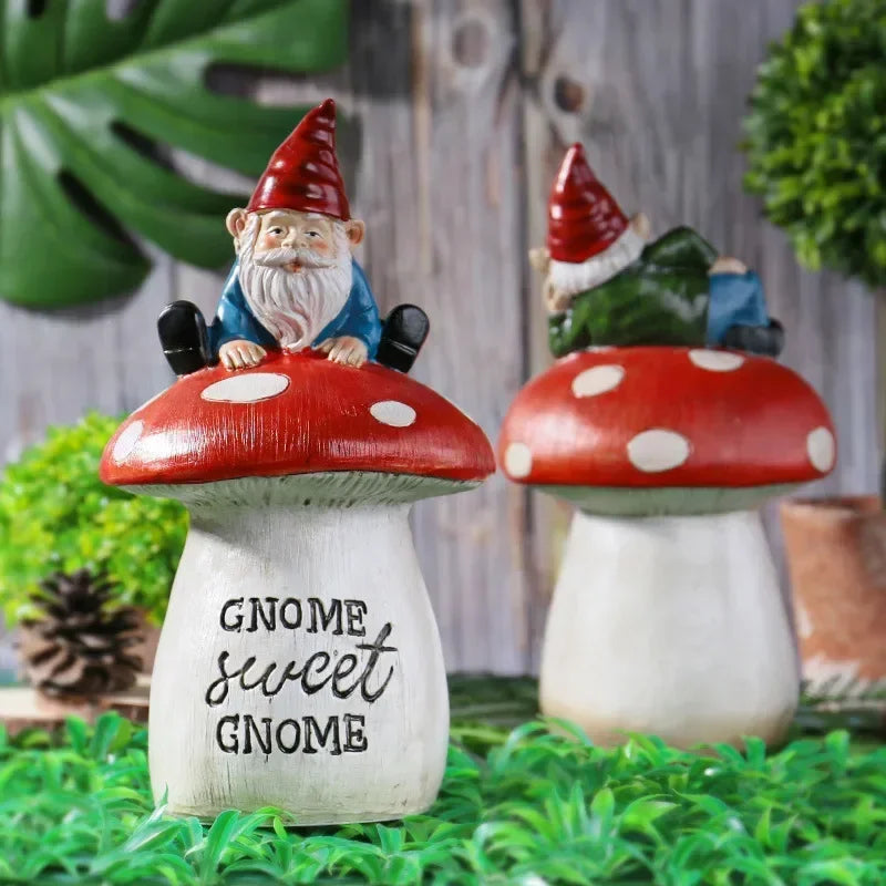 Royaleva Garden Mushroom Decoration - Whimsical Gnome Statues for Home and Outdoor Spaces - A