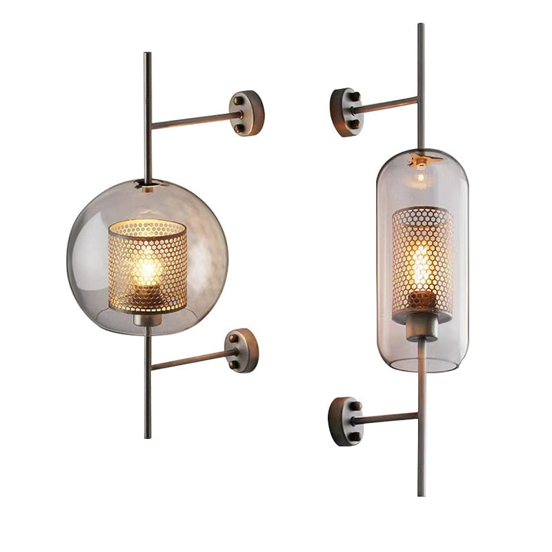 Rayvia Adriel - Modern Honeycomb Brass & Glass Wall Sconce