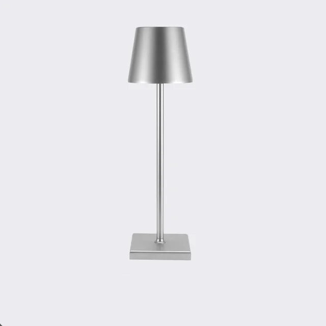 Cordless Lamp - USB Rechargeable Waterproof Table Lamp with Touch Switch - Silver