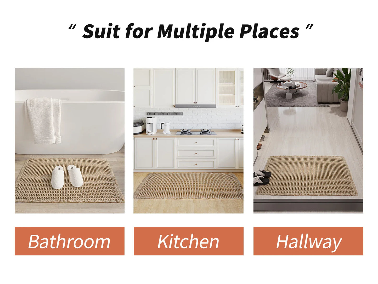 Royallure Non-Slip Bath Mat, Ultra-Absorbent Quick-Dry Bathroom Rug, Soft Waffle Design