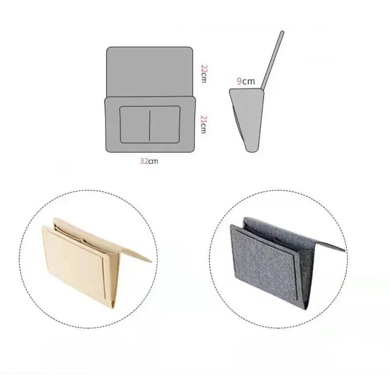 Luxora Bedside Caddy Organizer with Cable Management and Multiple Pockets