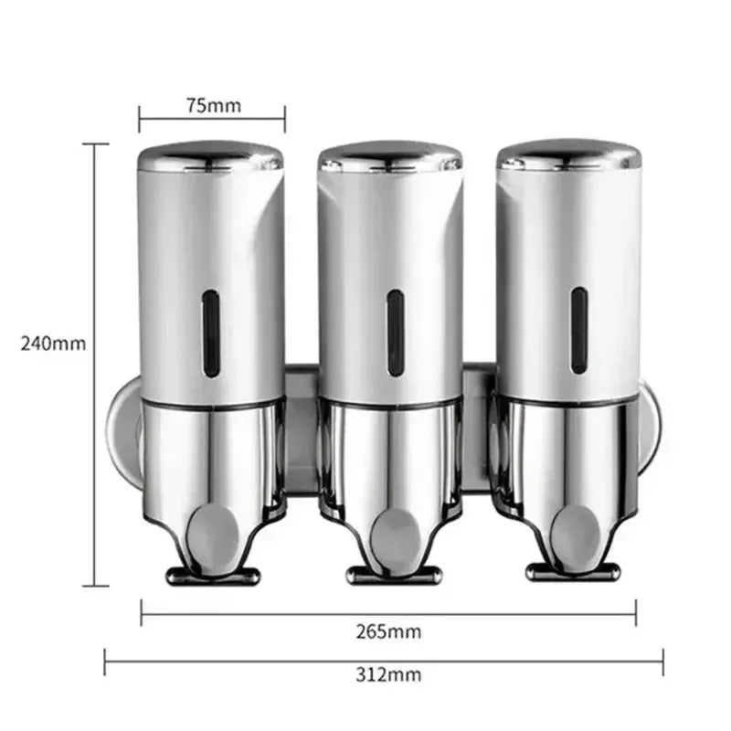 Royallure Wall-Mounted Soap Dispenser Set - 3 Pcs Modern Hand Soap and Shampoo Storage