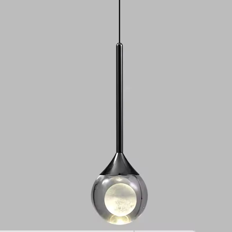 Luxora Moon Crystal Pendant Light - Adjustable Modern Hanging Lamp for Bedroom Living Room