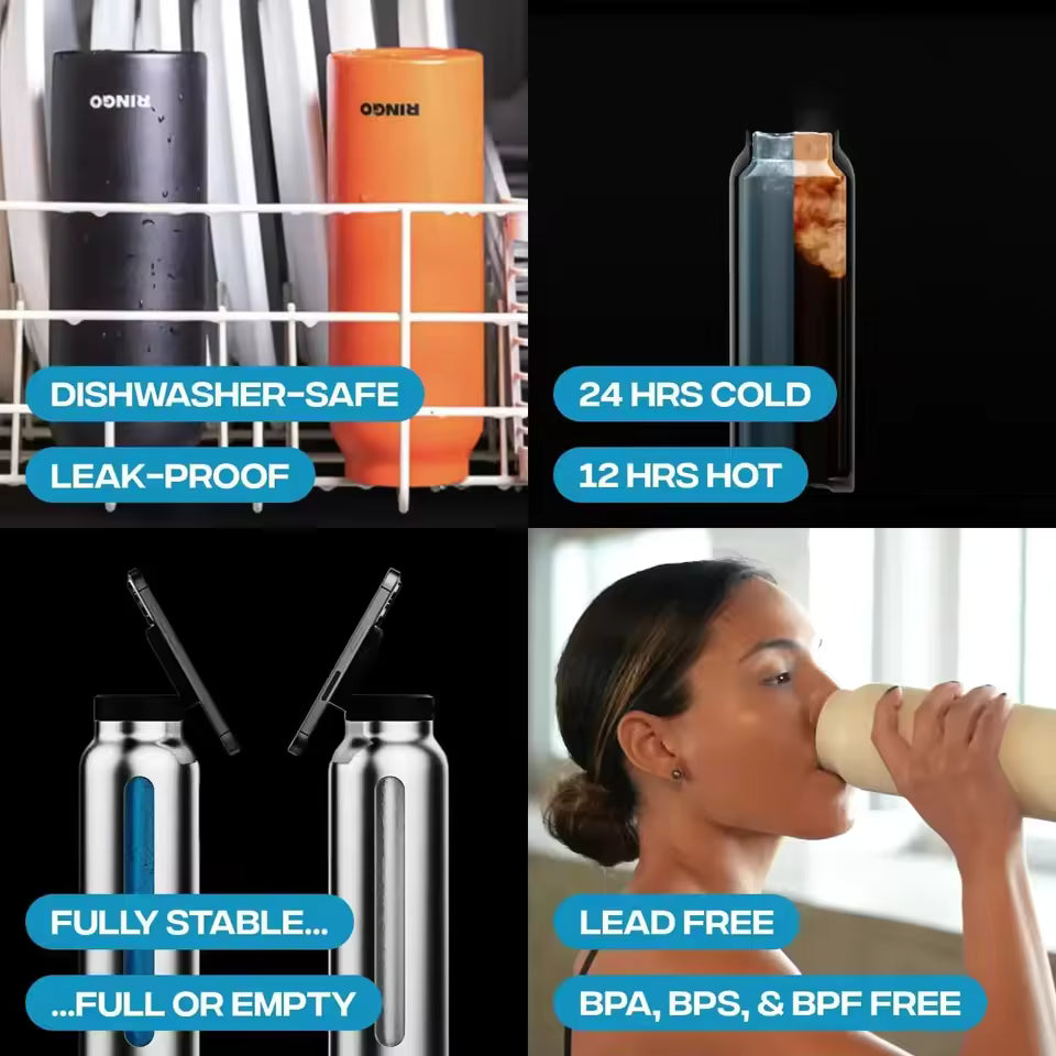 Royallure Magnetic Water Bottle – Insulated, Phone-Holding, Leak-Proof Design