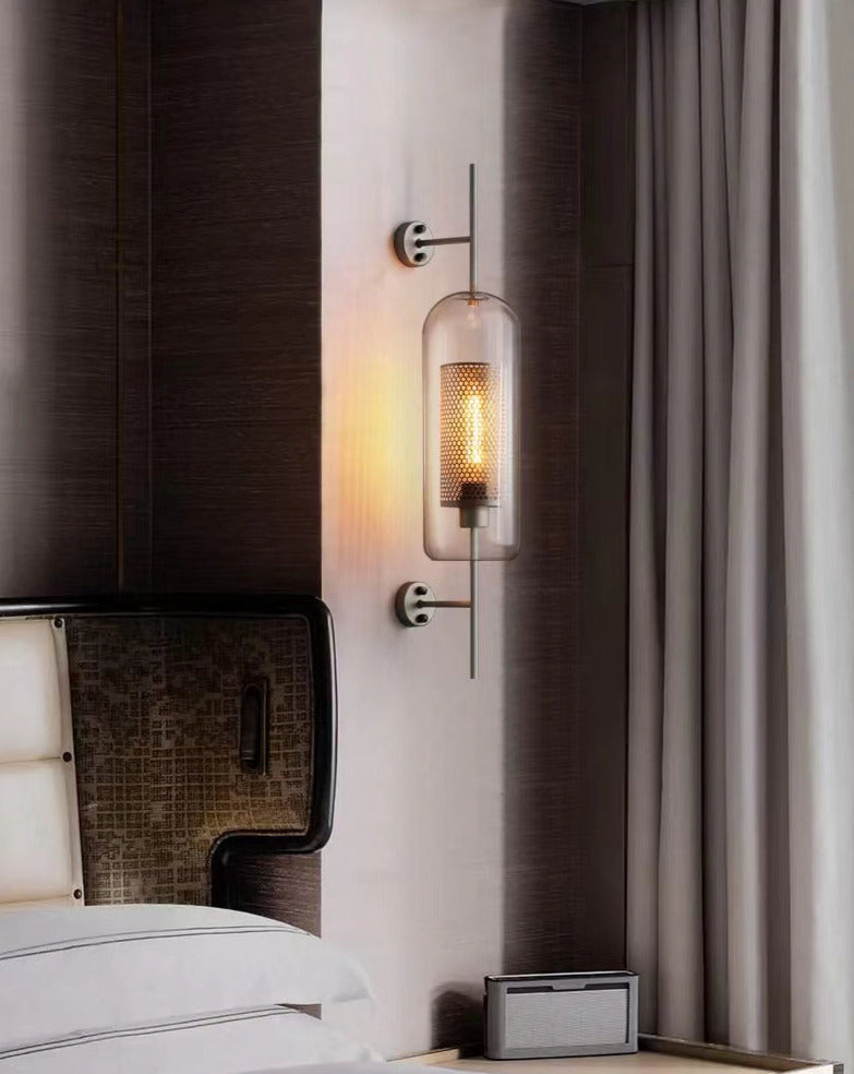 Rayvia Adriel - Modern Honeycomb Brass & Glass Wall Sconce