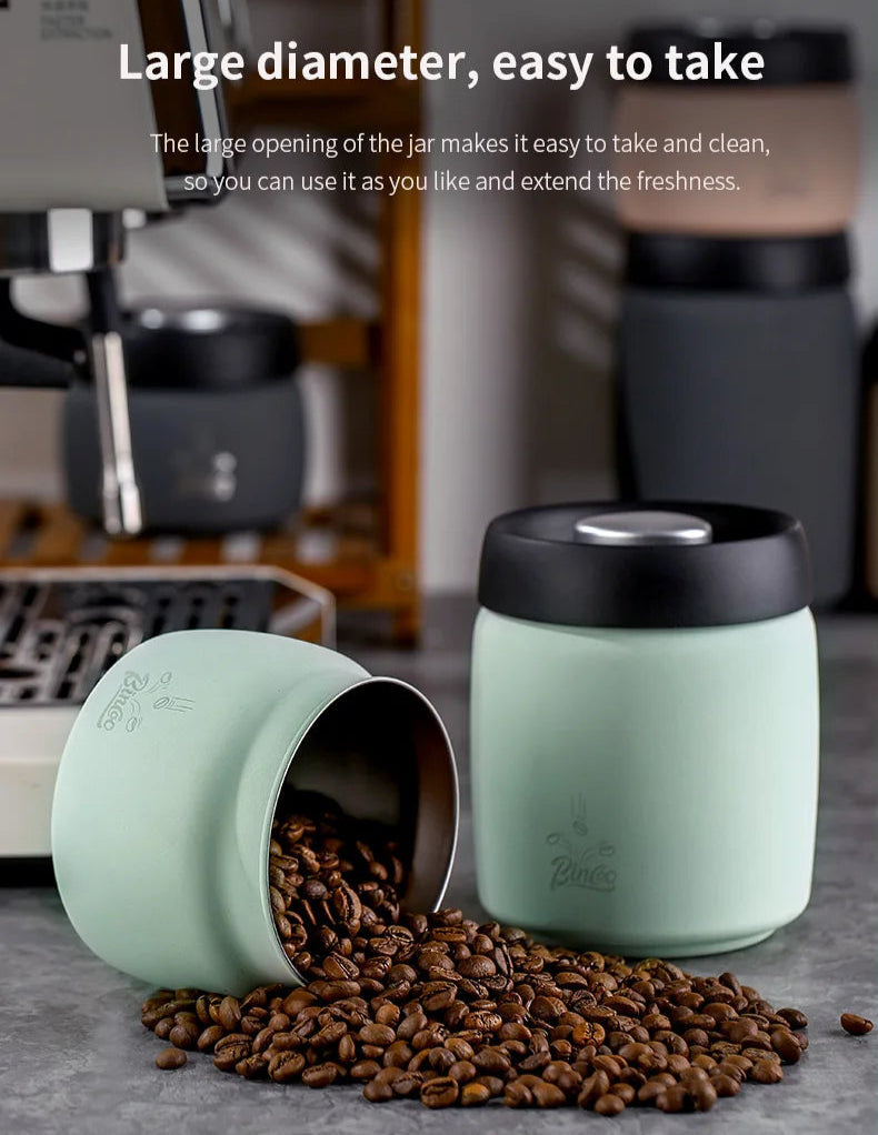 Royallure Stainless Steel Coffee Canister with Manual Vacuum Seal for Fresh Beans