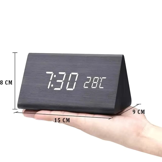 Royallure Smart Digital Alarm Clock with LED Display, Multiple Alarms & Wooden Design