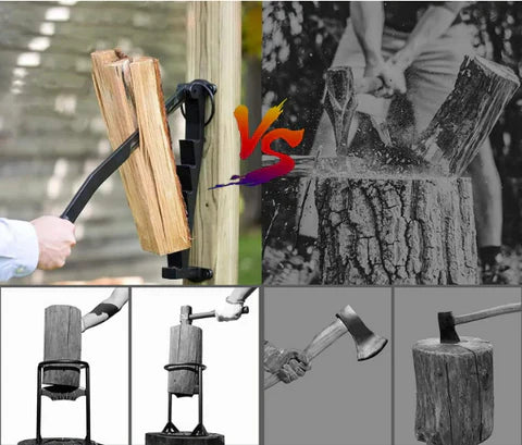Hanging Carbon Steel Firewood Chopping Machine - Portable Wall Mounted Wood Kindling Splitter