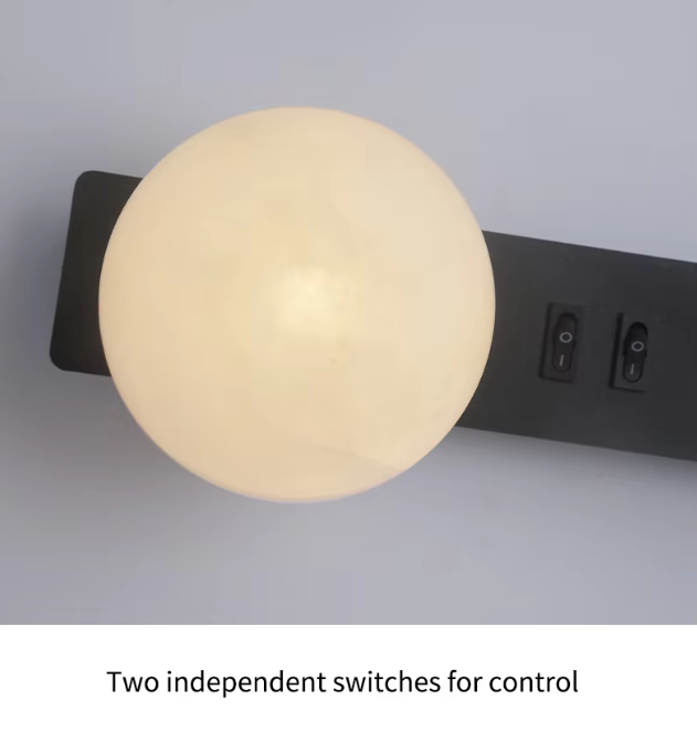 LuxRoyale Modern Alabaster Wall Sconce with Adjustable LED Reading Light
