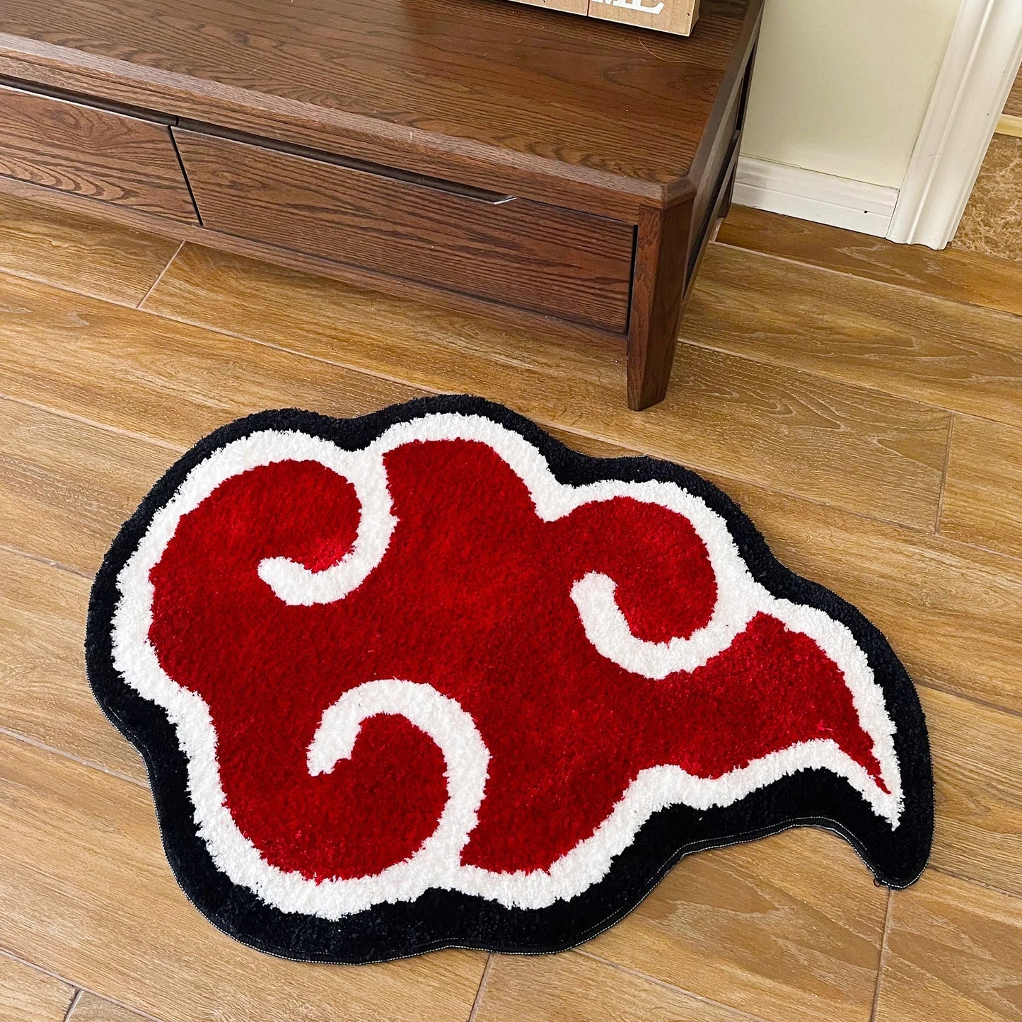 RoyaleGlow Anime Red Cloud Rug for Modern Home Decor