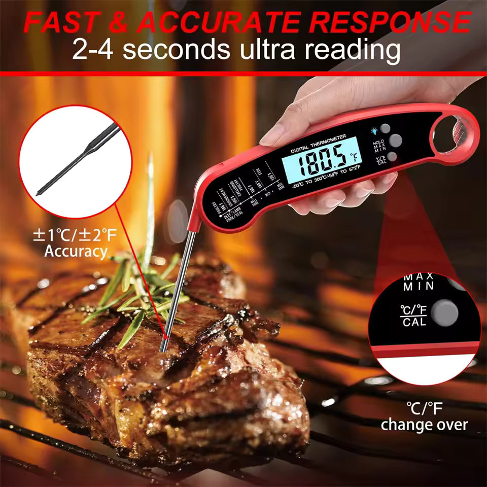 Royallure Instant-Read Meat Thermometer, Fast Digital Probe for Kitchen & Grilling
